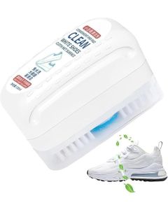 Hellion 2-in-1 Shoe Cleaning Kit – 100ml White Sneaker Cleaner with Built-in Brush & Sponge for Leather, Canvas & Rubber Shoes