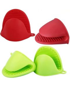 Hellion 4 Pack Mini Oven Mitt Gloves, Silicone Pot Holder, Cooking Finger Protector Pinch Grips Anti-Slip, Heat Resistant Gloves for Kitchen Cooking Baking...