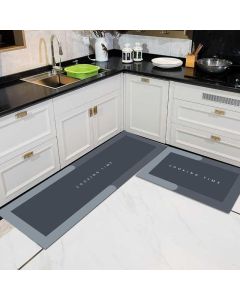 Hellion Anti-Fatigue Kitchen Mat Set – 2-Piece Grey Memory Foam Comfort Rugs, Non-Slip & Waterproof
