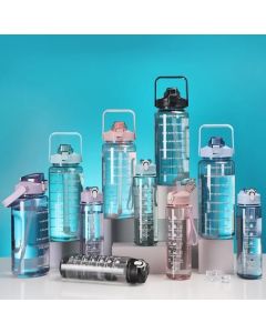 Hellion Transparent Water Bottle with Motivational Time Marker | 3-Pack | Ideal for Office, Gym, School & Travel | BPA-Free Hydration Bottle