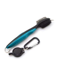 Hellion SuperKleen Dual-Sided Golf Cleaning Brush – Black/Blue | Wire & Nylon Bristles with Groove Cleaner for Clubs and Shoes