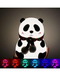 Hellion Panda Night Light – 7-Colour LED Touch Lamp | Rechargeable Silicone Nursery Lamp with Scarf | Kids Room Decor