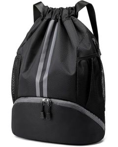Hellion Drawstring Bag Backpack – Waterproof Gym Bag with Dedicated Shoe Compartment