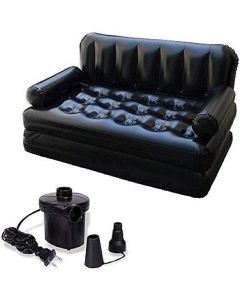 Hellion 5‑in‑1 Inflatable Air Sofa Bed – Queen Size, Black with Electric Pump