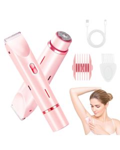 HELLION Dual Head Rechargeable Electric Shaver for Women | 2-in-1 Bikini & Body Hair Trimmer | IPX7 Waterproof Painless Private Area Shaver | Cordless Wet & Dry Grooming Razor