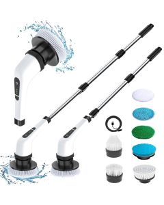 Hellion Electric Spin Scrubber – Cordless 350RPM Power Brush with 7 Brush Heads, Adjustable Handle & 2600mAh Battery for Bathroom, Floor, and Tile Cleaning