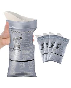 Hellion Emergency Mini Portable Toilet – 700ML Disposable Urinal Bags for Travel, Car & Camping (4-Pack)