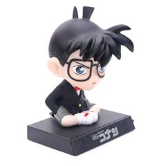 Detective Conan Black Bobblehead Figure with Box – Anime Shaking Head Collectible Toy