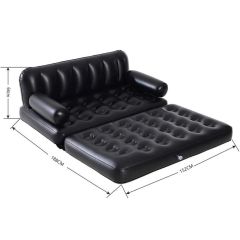 Hellion 5-in-1 Inflatable Air Sofa Bed – Queen Size, Black with Electric Pump