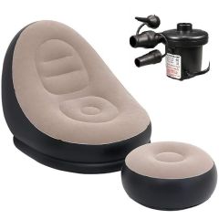 Hellion Portable Fast Inflatable Sofa Chair with Foot Stool (D1) – Plush Comfort for Indoor & Outdoor Use