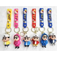 Shinchan 6 Designs 3D Keychain Set – Cute Anime Cartoon Keyrings, Kawaii Bag Charm Collection