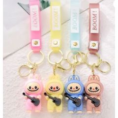 Labubu With Guitar 3D Keychain – Cute Cartoon Music Bag Charm, Kawaii PVC Keyring Pendant