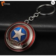 Captain America Spinning Metal keychain Silver