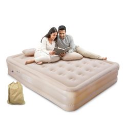 Hellion Double Bed Air Mattress – Inflatable Queen Size Bed with Built-in Electric Pump (200x150x40 cm)