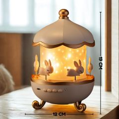 Hellion Rotating Star Projector Night Light – 360° LED Moon & Stars Carousel Lamp with 7 Colour Modes, 25cm, Pink