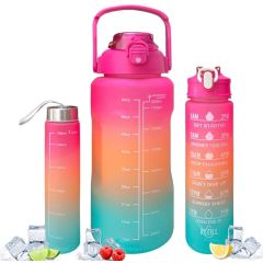 Hellion 2L Motivational Water Bottle Set – 3-Piece Gradient with Time Markers