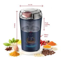 Hellion Electric Coffee Grinder – 15cm Stainless Steel Spice & Coffee Bean Grinder, Multi-Purpose Dry Grinder, Navy Blue