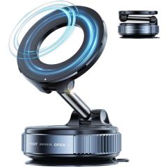 Hellion K007 Car Phone Mount – 360° Adjustable Magnetic Vacuum Suction Holder with Adhesive Disc, Universal Dashboard & Windshield Mobile Stand