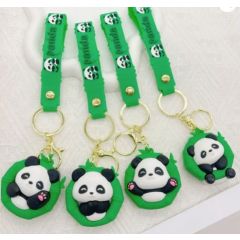 Panda 4 Designs 3D Keychain Set (Set of 2) – Cute Cartoon Panda Keyrings, Kawaii Bag Charms