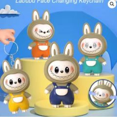 Labubu Face Changing Keychain – 3D Cute Cartoon Expression Keyring, Kawaii Bag Charm